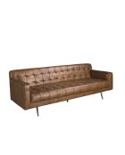 Chester 3-Sitzer-Sofa dunkelbraun/dunkler Stahl - 46x212x79 cm