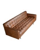 Chester 3-Sitzer-Sofa dunkelbraun/dunkler Stahl - 46x212x79 cm
