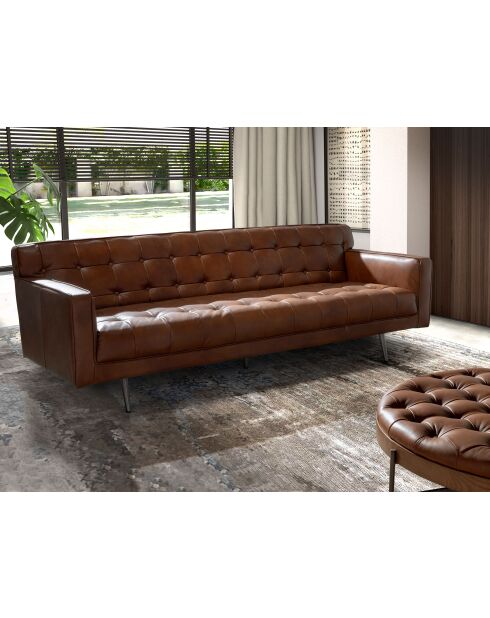 Chester 3-Sitzer-Sofa dunkelbraun/dunkler Stahl - 46x212x79 cm