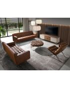 Chester 3-Sitzer-Sofa dunkelbraun/dunkler Stahl - 46x212x79 cm