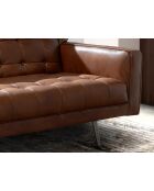 Chester 3-Sitzer-Sofa dunkelbraun/dunkler Stahl - 46x212x79 cm