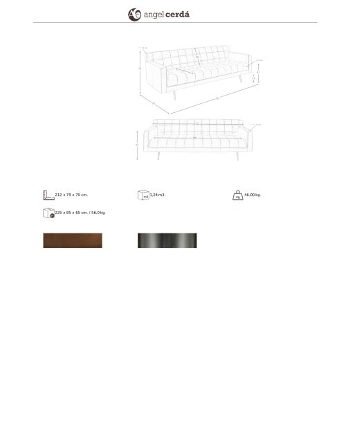 Chester 3-Sitzer-Sofa dunkelbraun/dunkler Stahl - 46x212x79 cm