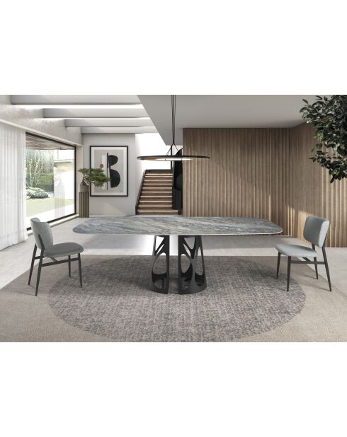 Blauer schwarzer Esstisch - 238x110x110 cm