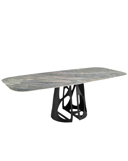 Blauer schwarzer Esstisch - 238x110x110 cm