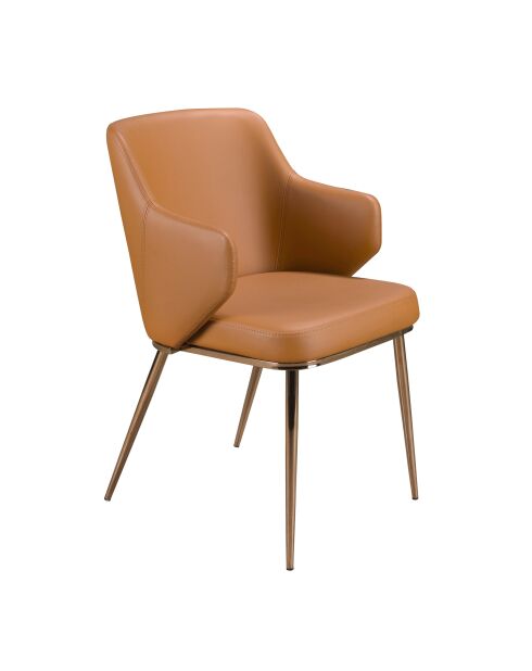 Kunstleren stoel met armleuningen bruin/roze - 8x51x62 cm