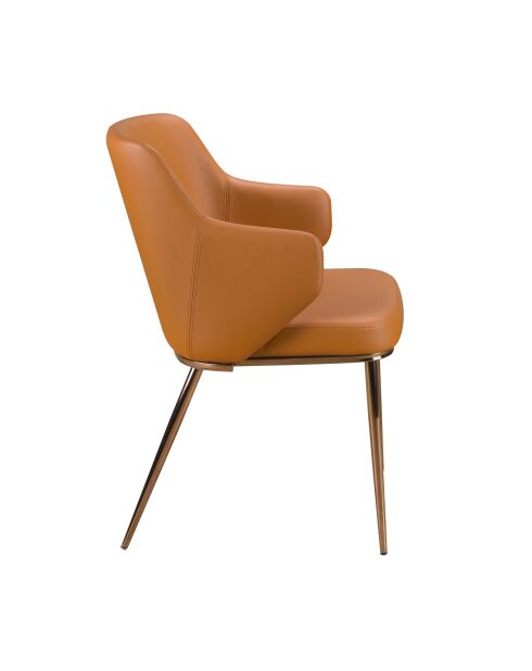 Kunstleren stoel met armleuningen bruin/roze - 8x51x62 cm