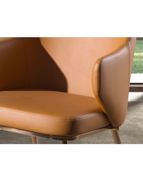 Kunstleren stoel met armleuningen bruin/roze - 8x51x62 cm