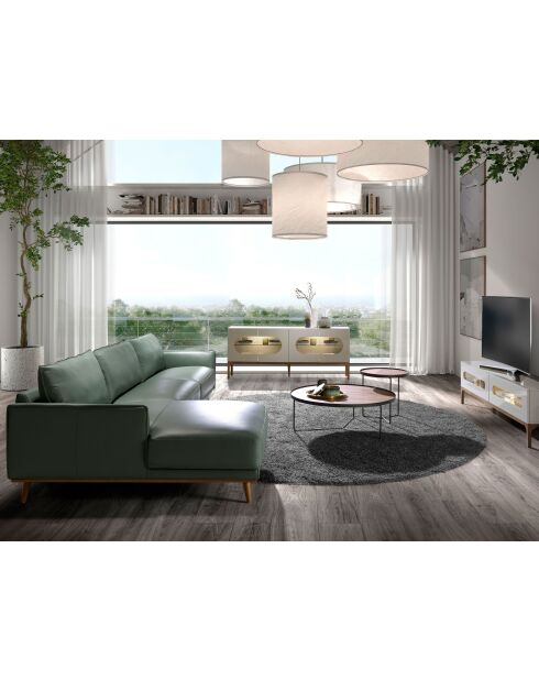 5-Sitzer-Sofa mit linkem Meridian grün/honigfarben - 103x295x160 cm