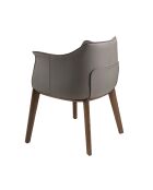 Kunstleren stoel met armleuningen grijs/walnoot - 10x64x56 cm