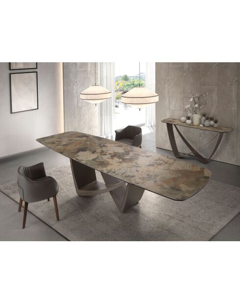 Kunstleren stoel met armleuningen grijs/walnoot - 10x64x56 cm