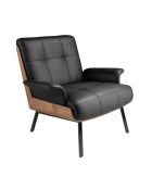Fauteuil aux accoudoirs au design moderne noyer/noir/acier - 18x90x87 cm
