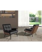 Fauteuil aux accoudoirs au design moderne noyer/noir/acier - 18x90x87 cm
