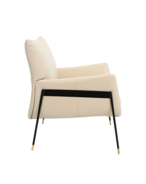 Ledersessel mit ecru/schwarzen Armlehnen - 16x87x67 cm