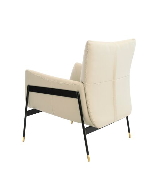 Ledersessel mit ecru/schwarzen Armlehnen - 16x87x67 cm