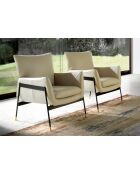 Ledersessel mit ecru/schwarzen Armlehnen - 16x87x67 cm