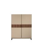 Haut buffet  vison/noyer/acier - 122x120x50 cm