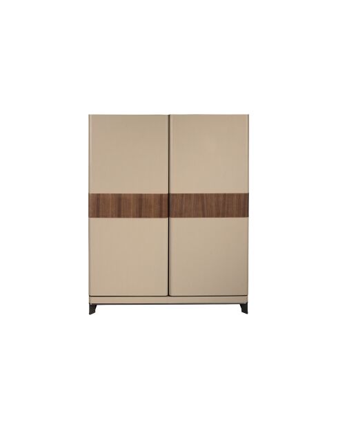 Haut buffet vison/noyer/acier - 122x120x50 cm