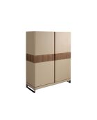 Haut buffet  vison/noyer/acier - 122x120x50 cm
