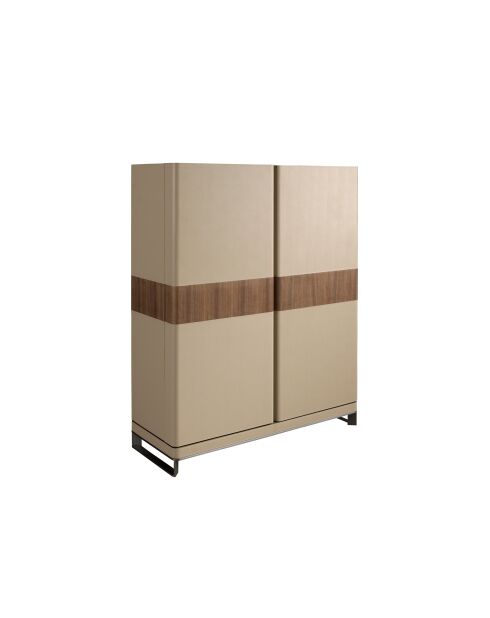 Haut buffet vison/noyer/acier - 122x120x50 cm
