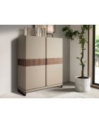 Haut buffet  vison/noyer/acier - 122x120x50 cm