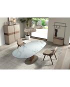Haut buffet  vison/noyer/acier - 122x120x50 cm