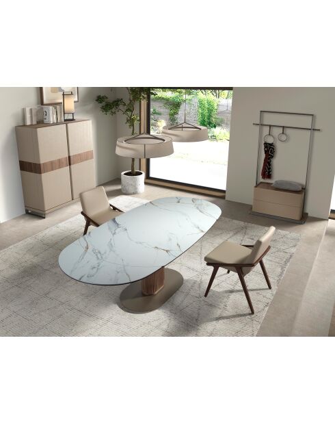 Haut buffet vison/noyer/acier - 122x120x50 cm