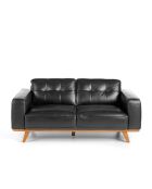 Chester 2 zits leren bank walnoot/zwart - 41x181x95 cm