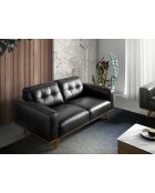 Chester 2 zits leren bank walnoot/zwart - 41x181x95 cm