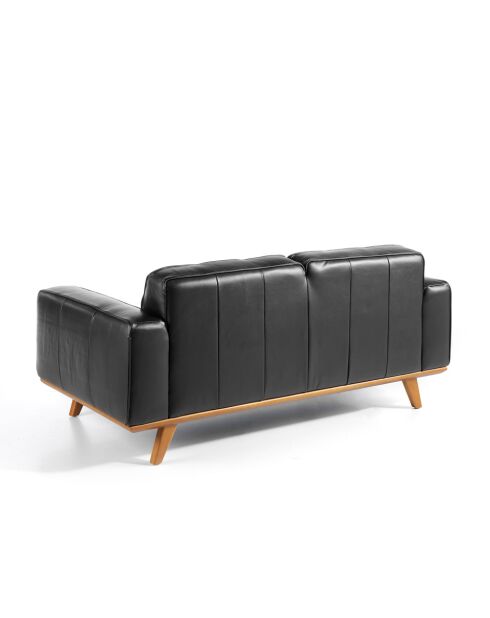 Chester 2 zits leren bank walnoot/zwart - 41x181x95 cm