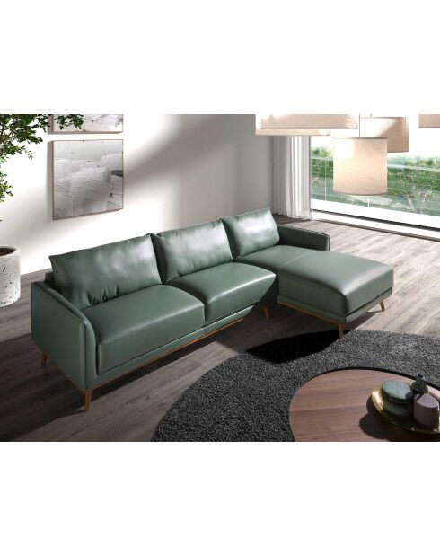 Divano a 5 posti con divano letto a destra verde/miele - 103x295x160 cm