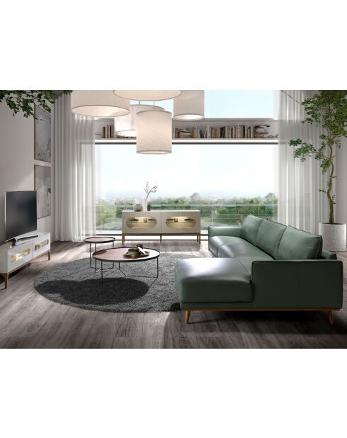 Divano a 5 posti con divano letto a destra verde/miele - 103x295x160 cm