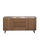 Buffet  blanc/acier foncé/noyer - 92x180x45 cm