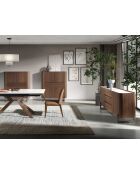 Buffet  blanc/acier foncé/noyer - 92x180x45 cm