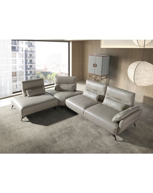 Canapé d'angle gauche 5 places sable/noir - 138x341x254 cm