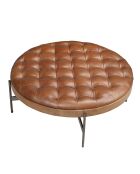 Bruine leren middentafel - 100x100x100 cm