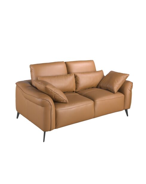 Bruin/zwarte leren 2-zitsbank - 60x170x107 cm