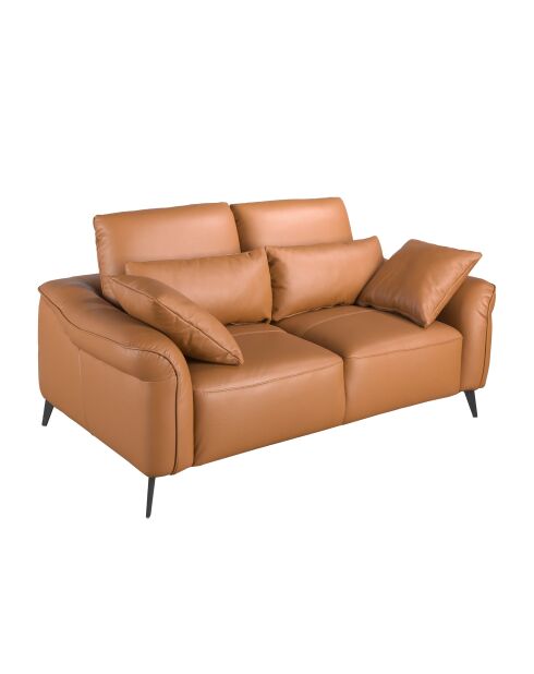 Bruin/zwarte leren 2-zitsbank - 60x170x107 cm