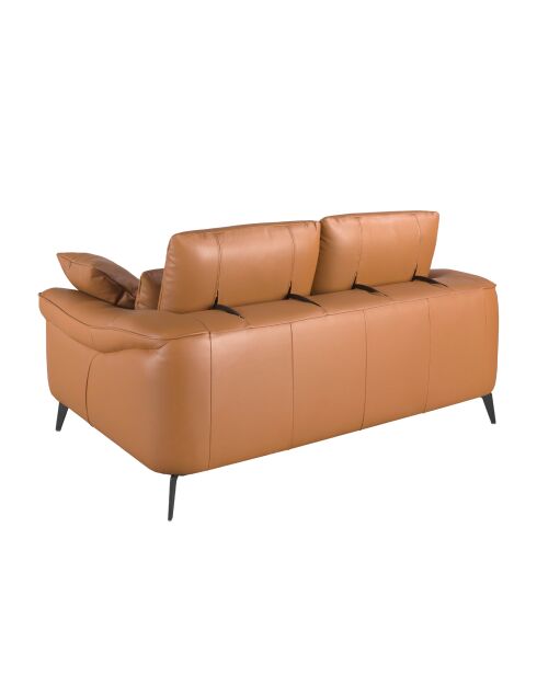 Bruin/zwarte leren 2-zitsbank - 60x170x107 cm