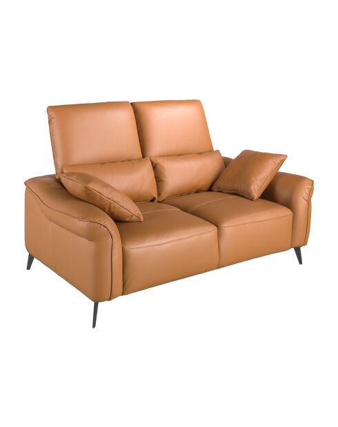Bruin/zwarte leren 2-zitsbank - 60x170x107 cm
