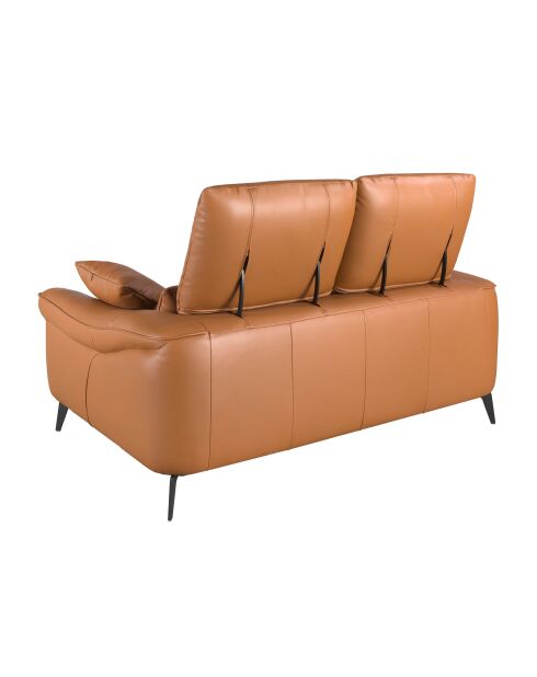 Bruin/zwarte leren 2-zitsbank - 60x170x107 cm