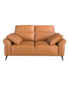 Bruin/zwarte leren 2-zitsbank - 60x170x107 cm