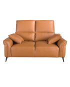 Bruin/zwarte leren 2-zitsbank - 60x170x107 cm