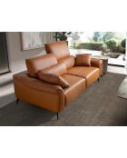 Bruin/zwarte leren 2-zitsbank - 60x170x107 cm