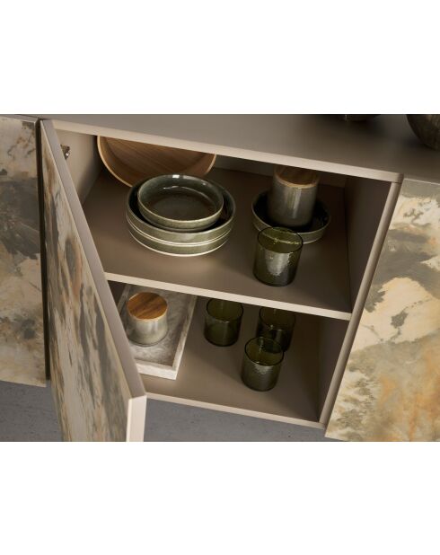 Buffet avec structure en MDF laqué beige/marron/taupe - 88x180x50 cm