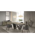 Buffet avec structure en MDF laqué beige/marron/taupe - 88x180x50 cm