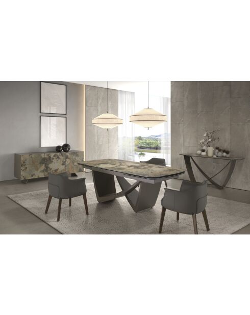 Buffet avec structure en MDF laqué beige/marron/taupe - 88x180x50 cm