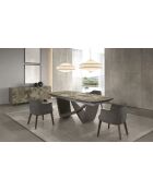Buffet avec structure en MDF laqué beige/marron/taupe - 88x180x50 cm