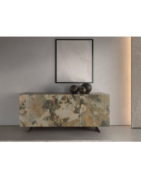 Buffet avec structure en MDF laqué beige/marron/taupe - 88x180x50 cm