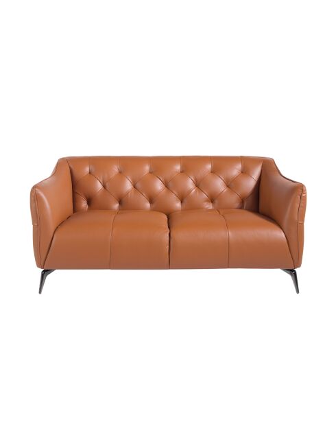 Chester 2-zitsbank leer bruin/staal - 48x171x95 cm