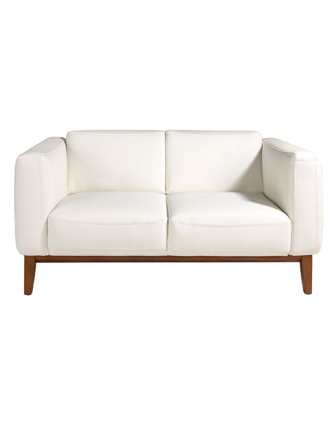 2-Sitzer-Sofa in Weiß/Nussbaum - 51x159x92 cm